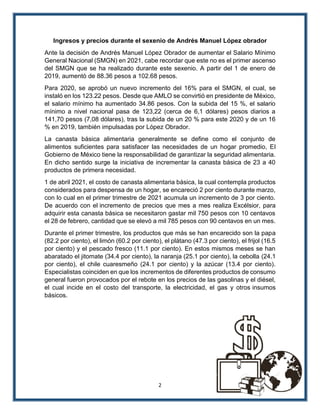Sexenio de amlo canasta basica y salario minimo | PDF