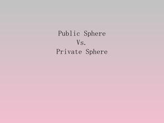 <ul><li>Public Sphere </li></ul><ul><li>Vs. </li></ul><ul><li>Private Sphere </li></ul>