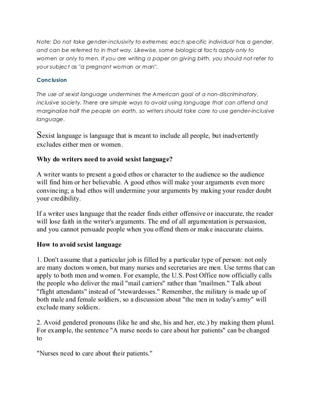 Examples of sexist language in literature picture