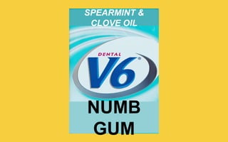 SPEARMINT & CLOVE OIL

NUMB GUM

 