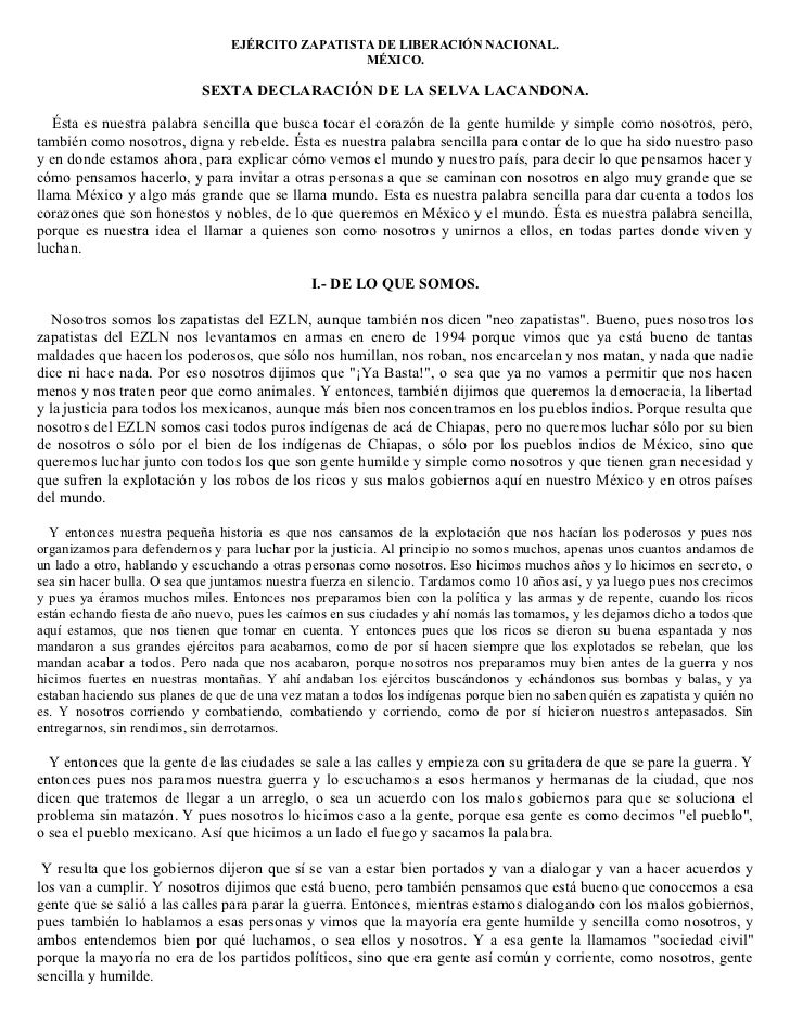 Sexta declaracion de la Selva Lacandona (Parte I) Sexta declaracion de la Selva Lacandona (Parte I)