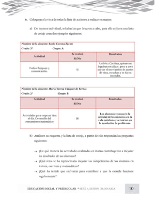 10EDUCACIÓN INICIAL Y PREESCOLAR * SEXTA SESIÓN ORDINARIA



 