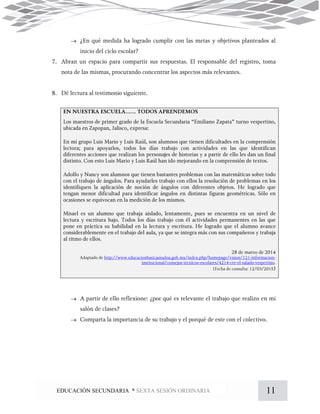 11EDUCACIÓN SECUNDARIA * SEXTA SESIÓN ORDINARIA



 