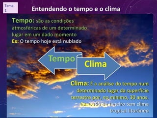 Entendendo o tempo e o clima
Tema
1
 