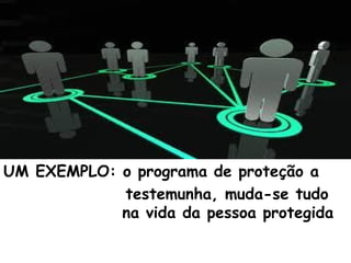 UM EXEMPLO: o programa de proteção a
testemunha, muda-se tudo
na vida da pessoa protegida
 