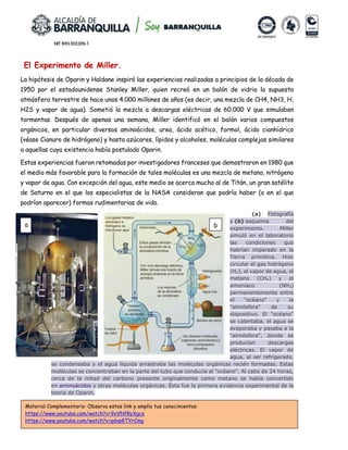 TALLER TEORIA EVOLUCION BIOQUIMICA DE OPARIN | PDF