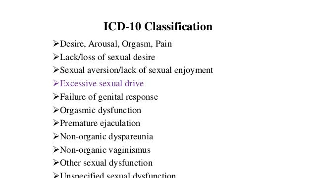 Classification and Diagnosis of Sexual Dysfunctions Classification and Diagnosis of Sexual Dysfunctions