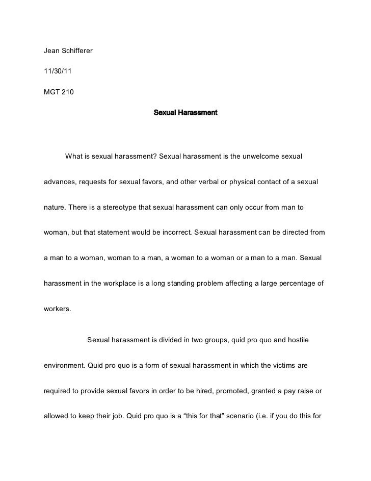 essay on sexual harassment in the workplace