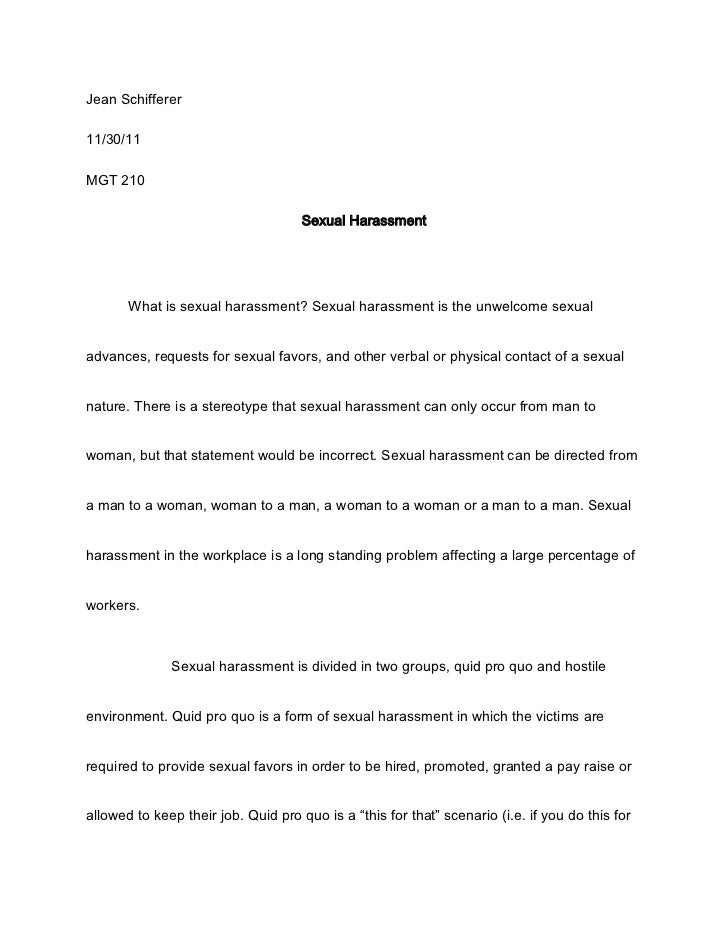 sexual harassment essay body