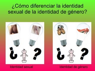 ¿Cómo diferenciar la identidad sexual de la identidad de género? Identidad sexual  Identidad de género 
