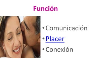 Función 
•Comunicación 
•Placer 
•Conexión 
 