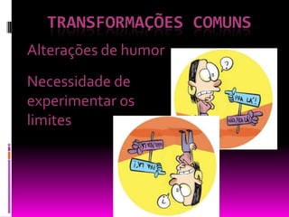 TRANSFORMAÇÕES comunsAlterações de humorNecessidade de experimentar os limites