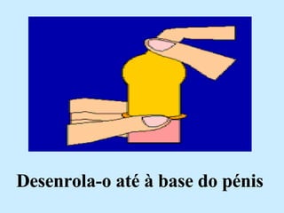 Desenrola-o até à base do pénis 