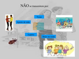 NÃO  se transmitem por: Beijo no rosto Espirro Tosse Aperto de mão 