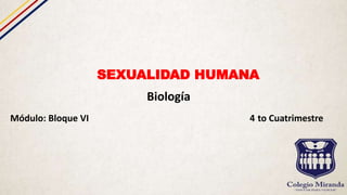 SEXUALIDAD HUMANA
Biología
Módulo: Bloque VI 4 to Cuatrimestre
 