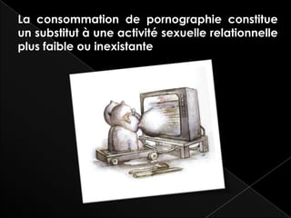 La consommation de pornographie constitue
un substitut à une activité sexuelle relationnelle
plus faible ou inexistante
 