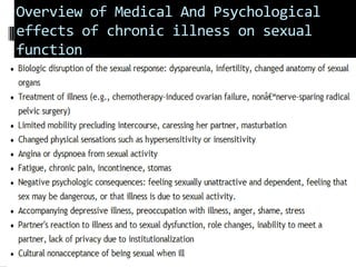 Overview of Medical And Psychological
effects of chronic illness on sexual
function

 
