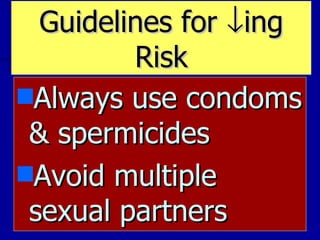 Sti Condom Risk Chart Sexually Transmitted Infections | PPT