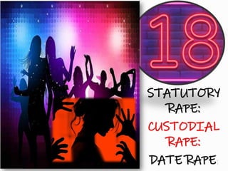 STATUTORY
RAPE:
CUSTODIAL
RAPE:
DATE RAPE:
 