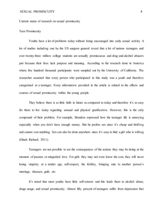 Promiscuity Examples Sexual promiscuity | DOCX