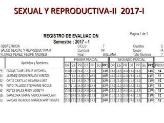 SEXUAL Y REPRODUCTIVA-II 2017-ISEXUAL Y REPRODUCTIVA-II 2017-I
 