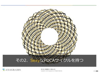 その2、SexyなPDCAサイクルを持つ
第三者への情報開示を一切禁止します。
Copyright © 2013 Anagrams Inc. All Rights Reserved.

｜ 208

 