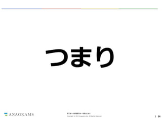 つまり
第三者への情報開示を一切禁止します。
Copyright © 2013 Anagrams Inc. All Rights Reserved.

｜ 54

 