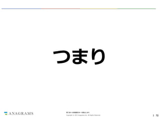 つまり

第三者への情報開示を一切禁止します。
Copyright © 2013 Anagrams Inc. All Rights Reserved.

｜ 72

 