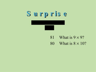 Surprise What is 9    9?   What is 8    10?   81 80   