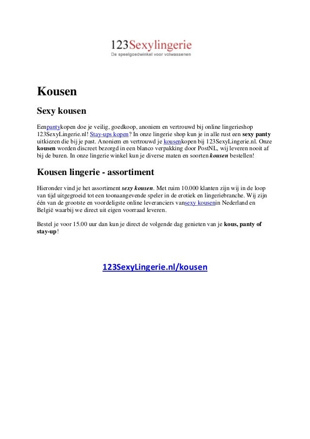 Sexy kousen, stayups of pantys kopen? 123SexyLingerie.nl