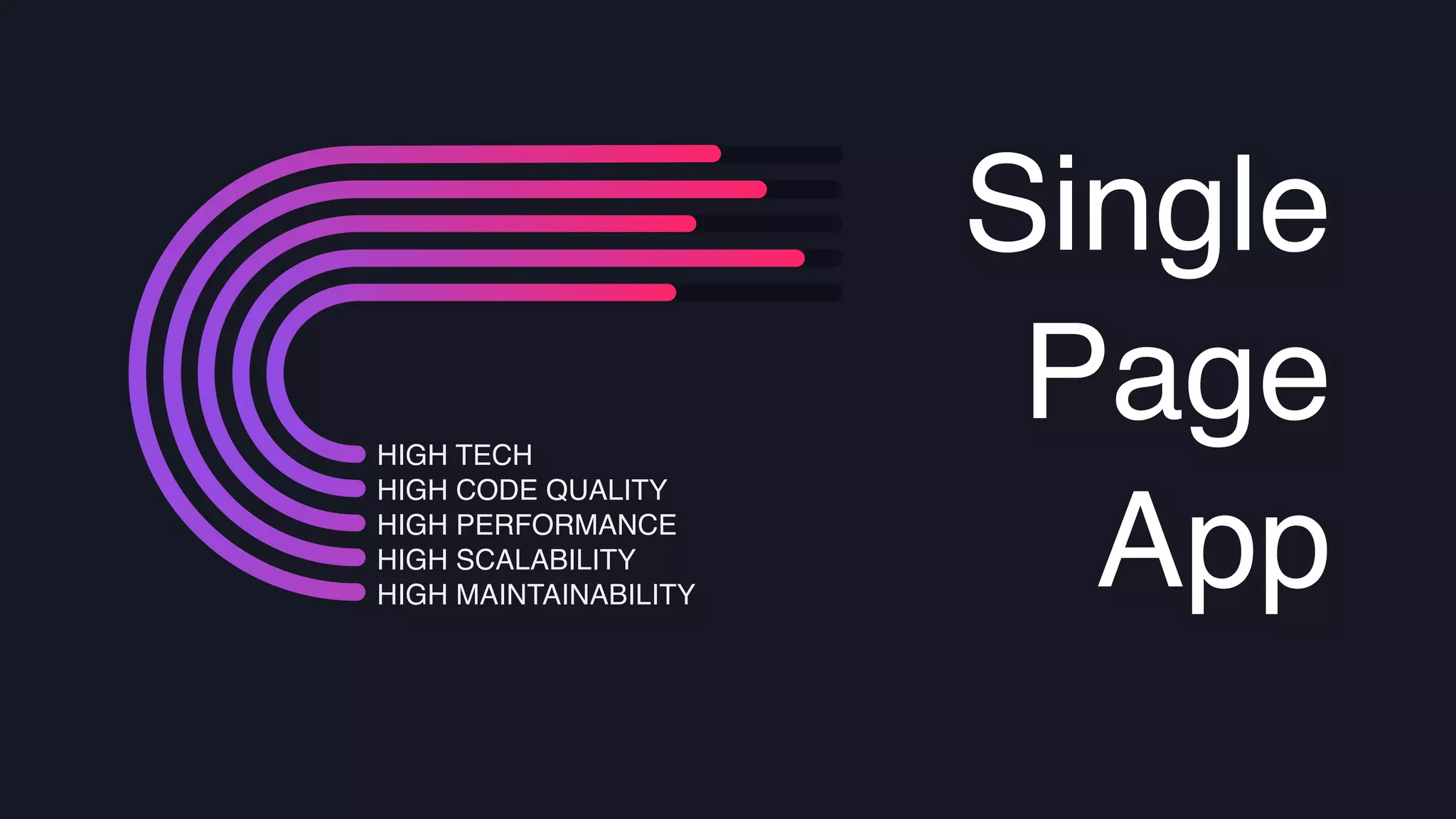 HIGH TECH
HIGH CODE QUALITY
HIGH PERFORMANCE
HIGH SCALABILITY
HIGH MAINTAINABILITY
Single
Page
App
 