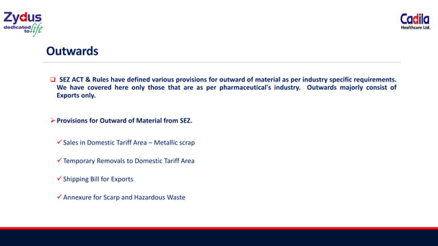 SEZ Inward Outward Procdures | PPTX | Logistics | Business