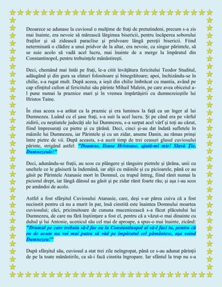 Deoarece se adunase la cuviosul o mulţime de fraţi de pretutindeni, precum s-a zis
mai înainte, era nevoie să mărească lărgimea bisericii, pentru încăperea soborului
fraţilor şi să zidească paraclise şi pridvoare lângă pereţii bisericii. Fiind
neterminată o clădire a unui pridvor de la altar, era nevoie, ca singur părintele, să
se suie acolo să vadă acel lucru, mai înainte de a merge la împăratul din
Constantinopol, pentru trebuinţele mânăstireşti.
Deci, chemând mai întâi pe fraţi, le-a citit învăţătura fericitului Teodor Studitul,
adăugând şi din gura sa sfaturi folositoare şi binegrăitoare; apoi, închizându-se în
chilie, s-a rugat mult. După aceea, a ieşit din chilie îmbrăcat cu mantia, având pe
cap sfinţitul culion al fericitului său părinte Mihail Malein, pe care avea obiceiul a-
l pune numai la praznice mari şi în vremea împărtăşirii cu dumnezeieştile lui
Hristos Taine.
În ziua aceea s-a arătat ca la praznic şi era luminos la faţă ca un înger al lui
Dumnezeu. Luând cu el şase fraţi, s-a suit la acel lucru. Şi pe când era pe vârful
zidirii, cu neştiutele judecăţi ale lui Dumnezeu, s-a surpat acel vârf şi toţi au căzut,
fiind împresuraţi cu pietre şi cu ţărână. Deci, cinci şi-au dat îndată sufletele în
mâinile lui Dumnezeu, iar Părintele şi cu un zidar, anume Danin, au rămas prinşi
între pietre de vii. După aceasta, s-a auzit timp de trei ceasuri glasul cuviosului
părinte, strigând astfel: "Doamne, Iisuse Hristoase, ajută-mi mie! Slavă Ţie,
Dumnezeule!"
Deci, adunându-se fraţii, au scos cu plângere şi tânguire pietrele şi ţărâna, unii cu
uneltele ce le găsiseră la îndemână, iar alţii cu mâinile şi cu picioarele, până ce au
găsit pe Părintele Atanasie mort în Domnul, cu trupul întreg, fiind rănit numai la
piciorul drept, iar lângă dânsul au găsit şi pe zidar rănit foarte rău; şi aşa i-au scos
pe amândoi de acolo.
Astfel a fost sfârşitul Cuviosului Atanasie, care, deşi s-ar părea cuiva că a fost
necinstit pentru că nu a murit în pat, însă cinstită este înaintea Domnului moartea
cuviosului; căci, pricinuitoare de cununa mucenicească s-a făcut plăcutului lui
Dumnezeu, de care nu fără înştiinţare a fost el, pentru că a văzut-o mai dinainte cu
duhul şi lui Antonie, ucenicul său cel mai de aproape, a spus-o mai înainte, zicând:
"Drumul pe care trebuia să-l fac eu la Constantinopol ai să-l faci tu, pentru că
eu de acum nu voi mai putea să văd pe împăratul cel pământesc, aşa voind
Dumnezeu!"
După sfârşitul său, cuviosul a stat trei zile neîngropat, până ce s-au adunat părinţii
de pe la toate mânăstirile, ca să-i facă cinstita îngropare. Iar sfântul la trup nu s-a
 