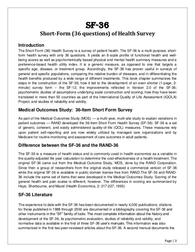 sf 36 free download Mean sf-36 physical component score (pcs), sf-36 mental component.