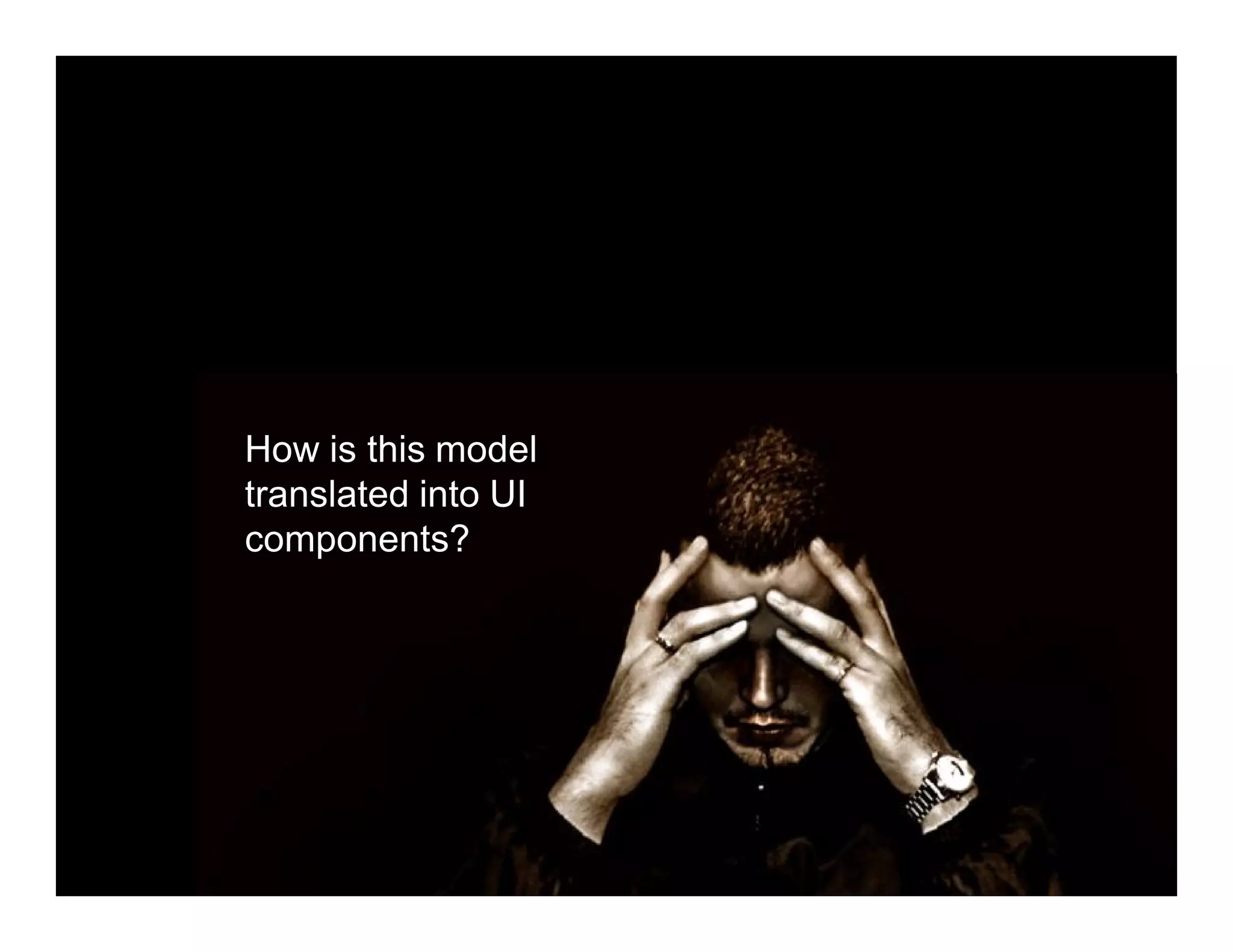 How is this model
translated into UI
components?




              © Lars Vogel and others, Licensed under Creative Commons by-nc-nd-3.0 (de)
 
