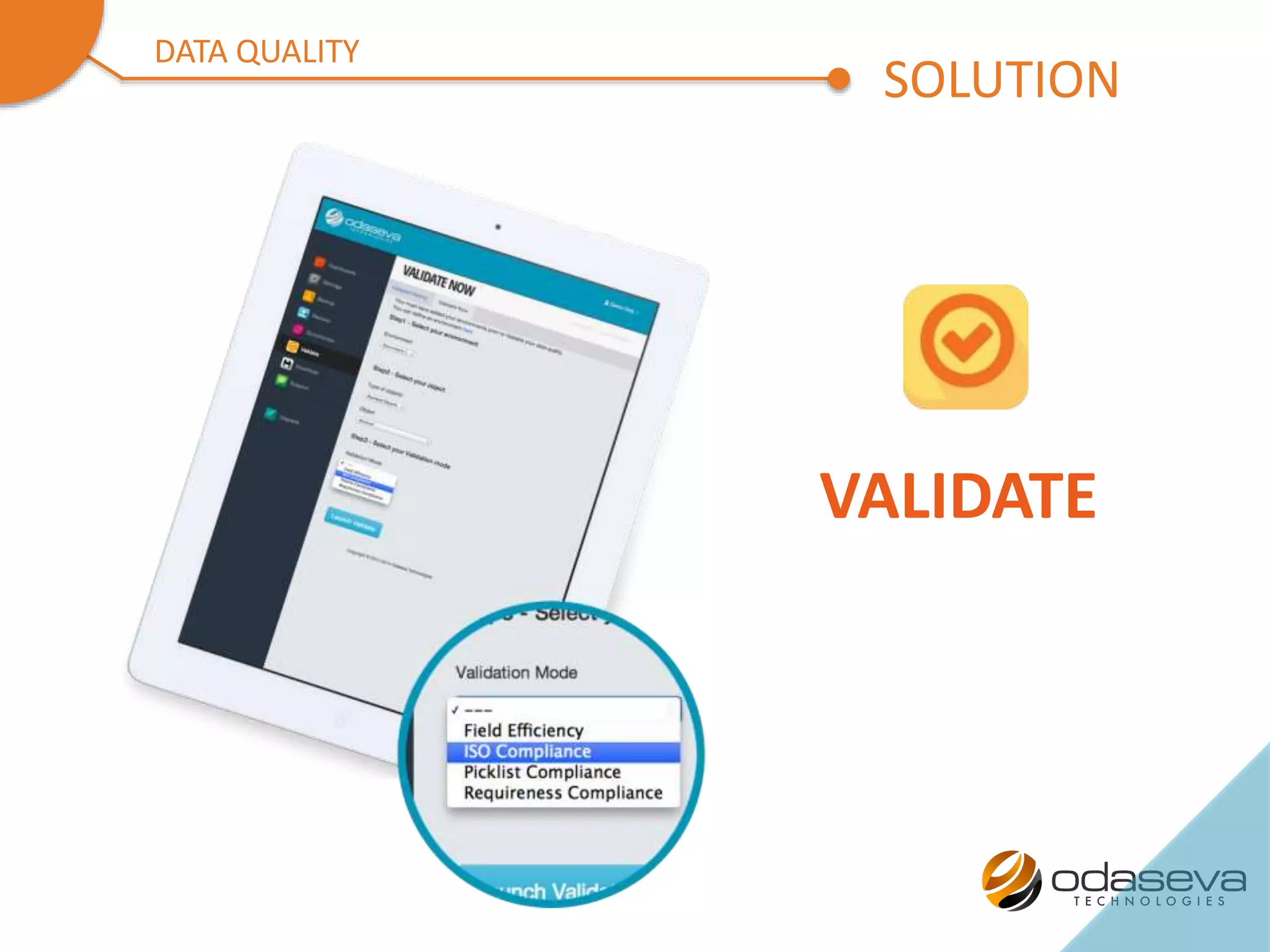 VALIDATE
SOLUTION
DATA QUALITY
 