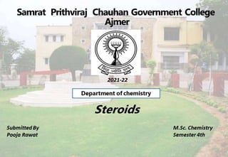 Samrat Prithviraj Chauhan Government College
Ajmer
2021-22
Coenzyme A
Submitted By
Pooja Rawat
M.Sc. Chemistry
Semester 3rd
Department of chemistry
 