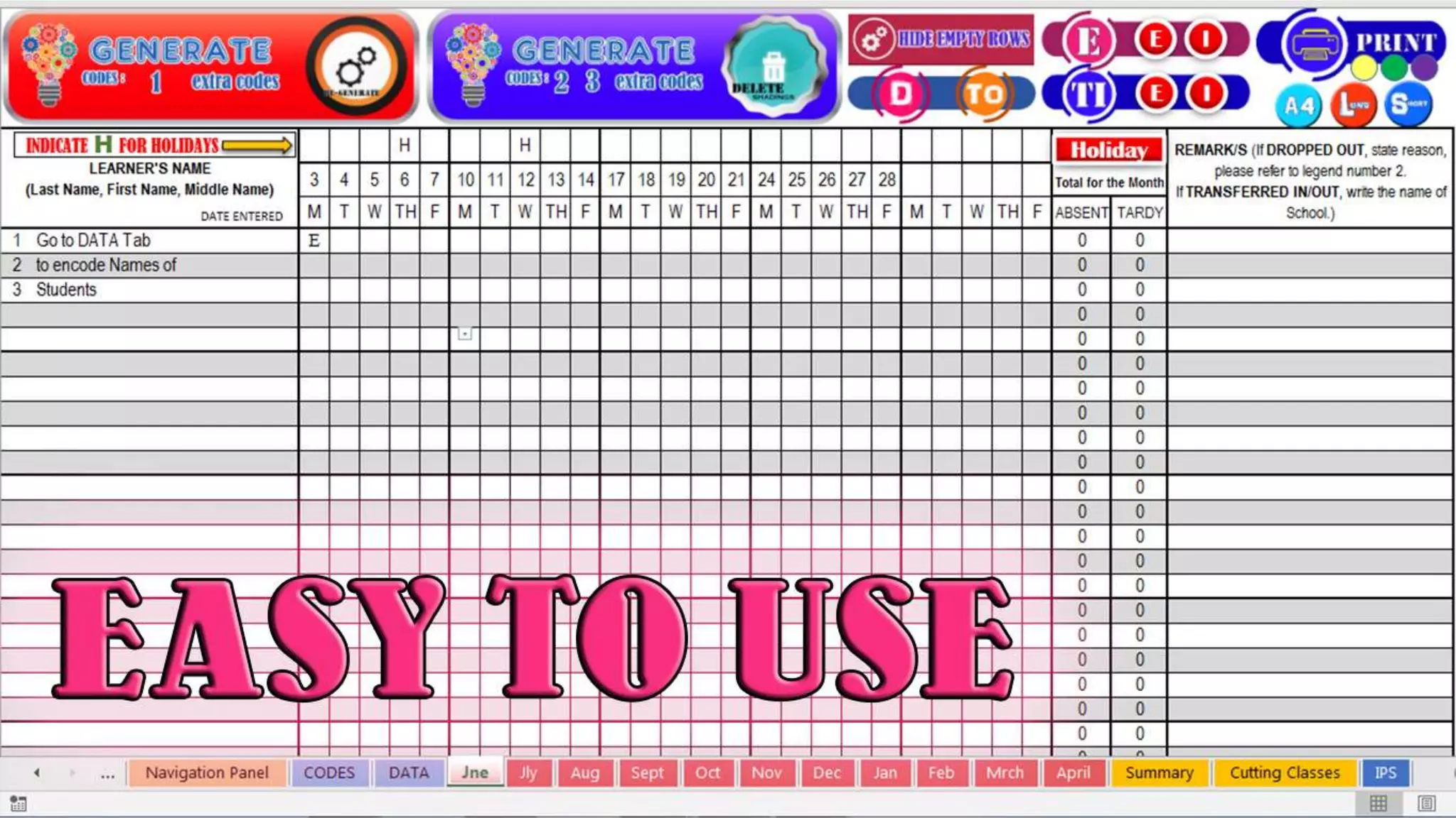 Automated SF2 ( School Form 2 ) Students' Daily Attendance Sheet | PPTX