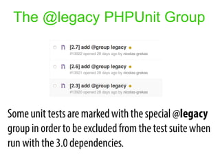 The @legacy PHPUnit Group
 