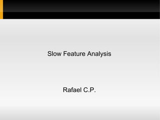 Slow Feature Analysis

Rafael C.P.

 