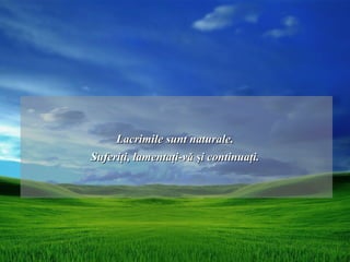 Lacrimile sunt naturale.
Suferiţi, lamentaţi-vă şi continuaţi.
 
