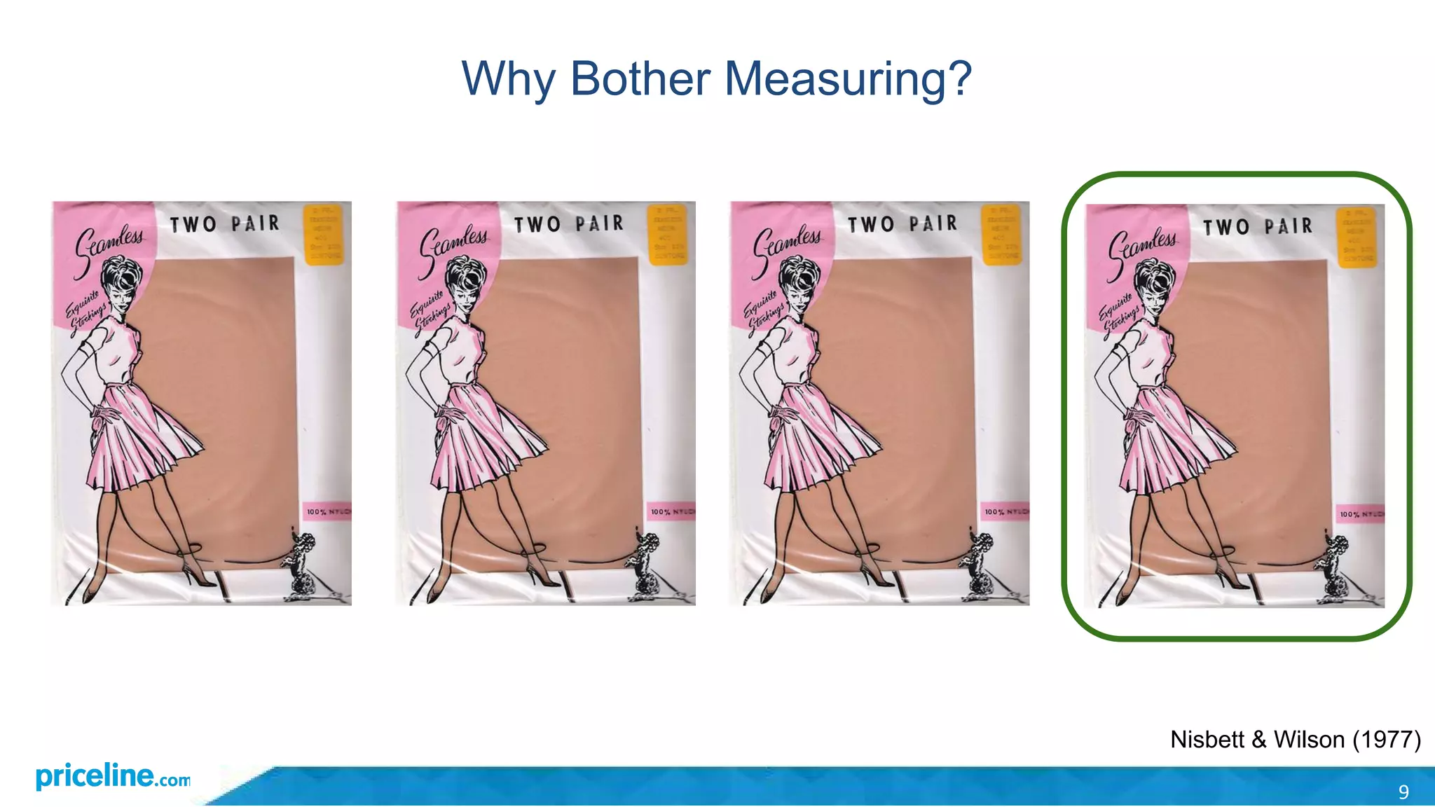 9
Why Bother Measuring?
Nisbett & Wilson (1977)
 