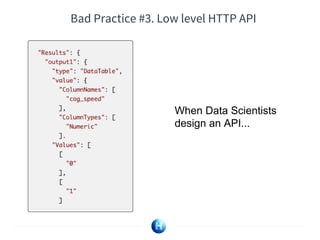 Bad Practice #3. Low level HTTP API
When Data Scientists
design an API...
 