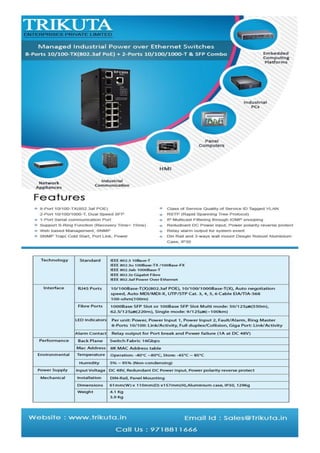 8 PORTS MANAGED INDUSTRIAL POWER OVER ETHERNET SWITCH