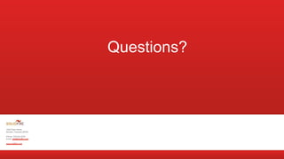 1620 Pearl Street,
Boulder, Colorado 80302
Phone: 720.523.3278
Email: info@solidfire.com
www.solidfire.com
Questions?
 