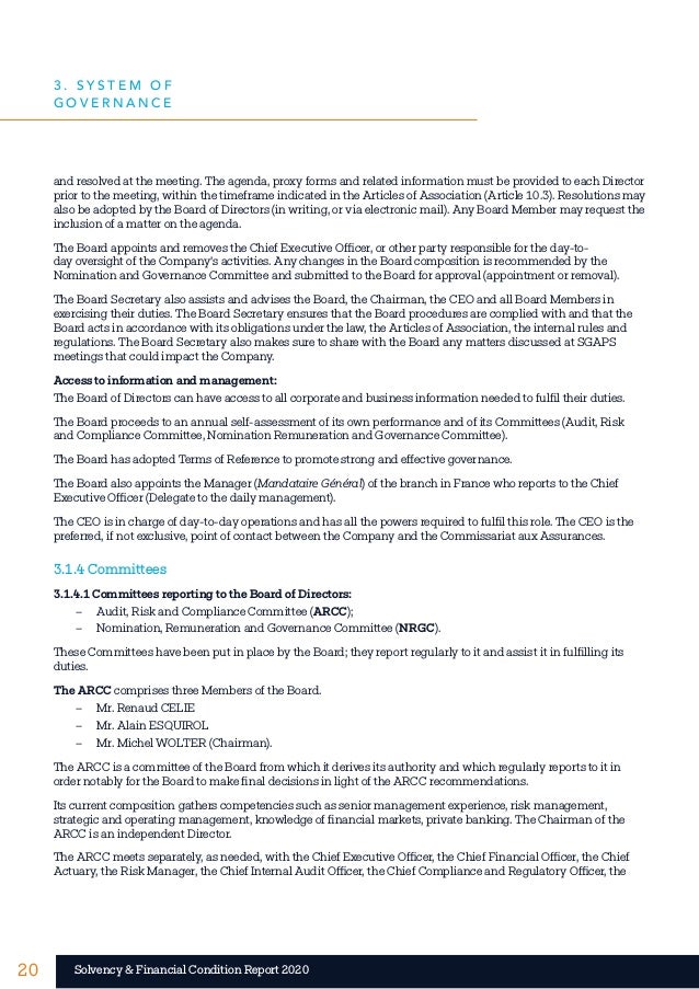 20 20
Solvency & Financial Condition Report 2020
and resolved at the meeting. The agenda, proxy forms and related informat...