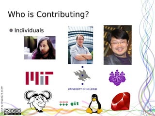 Who is Contributing?
                               Individuals
Layout by orngjce223, CC-BY
 