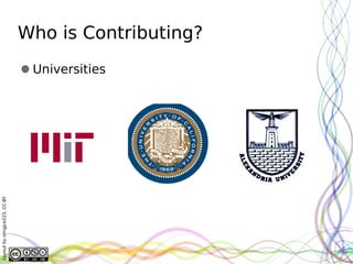 Who is Contributing?
                               Universities
Layout by orngjce223, CC-BY
 