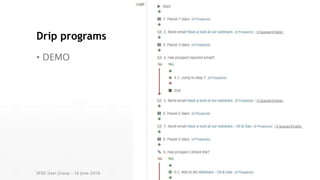 Drip programs
• DEMO
SFDC User Group – 16 June 2016
 