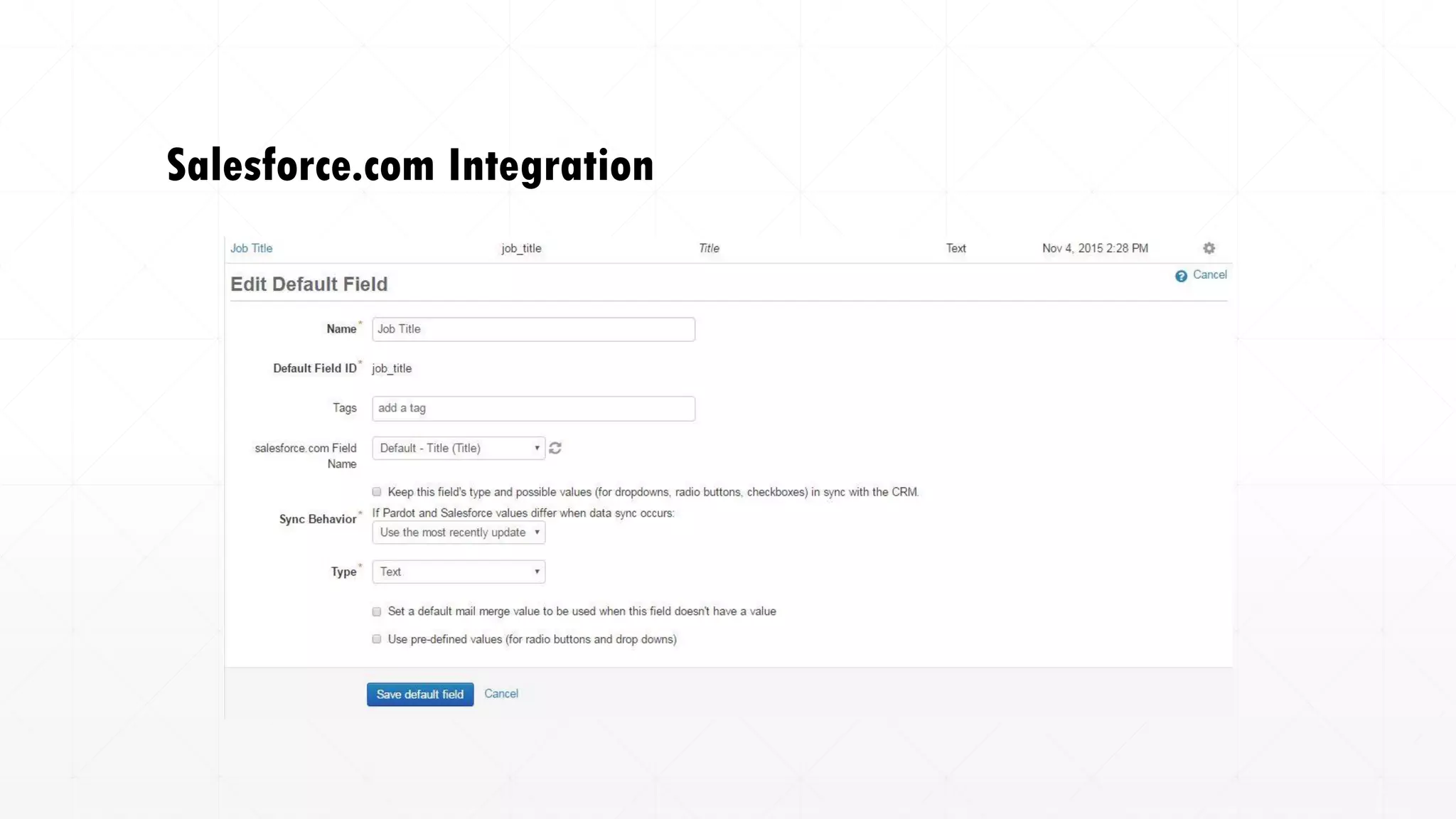 Salesforce.com Integration
 